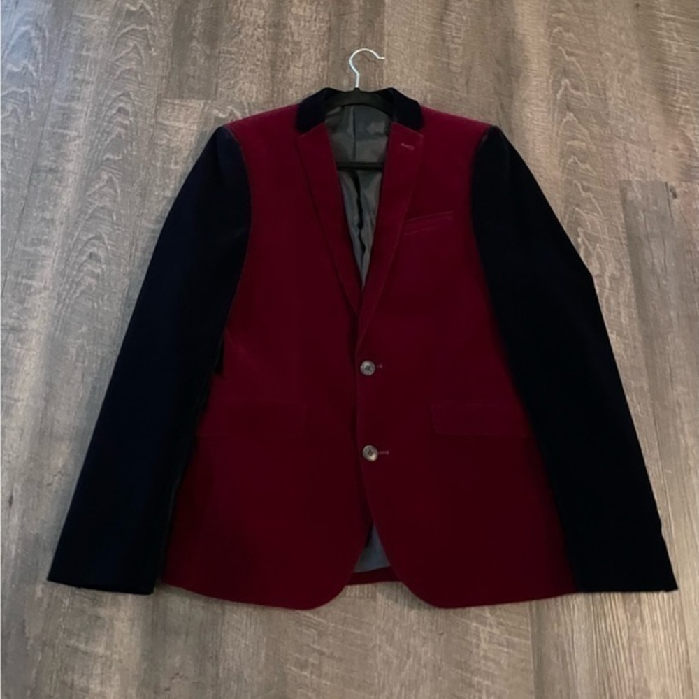 ASOS GORGEOUS VELVET COLOR BLOCK SLIM FIT BLAZER